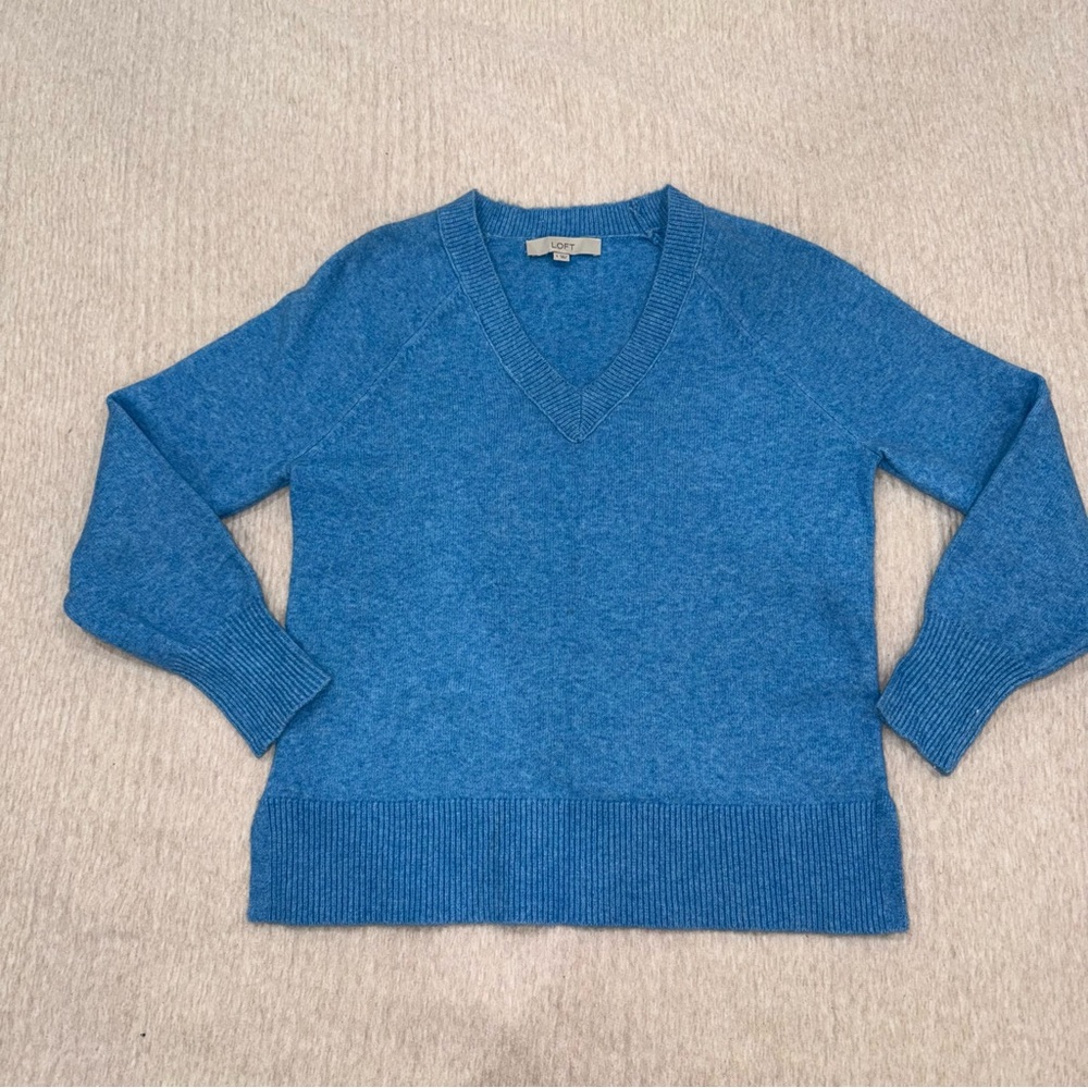 LOFT Blue V-Neck Sweater for Women